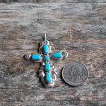 Vintage Sterling 7-Stone Coral  Cross Necklace