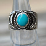 Vintage Sterling Turquoise Feather Band 6