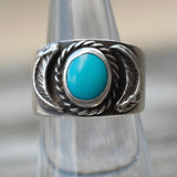 Vintage Sterling Turquoise Feather Band 6
