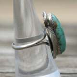 Vintage Sterling Turquoise Feather Ring 7.75