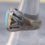 Vintage Sterling Sun Bell Trading Post Turquoise Ring 8.75