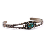 Vintage Sterling Turquoise Stamped Cuff Bracelet 6"