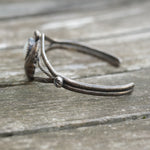 Vintage Sterling Mother Of Pearl Feather Cuff