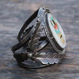 HUGE Vintage Sterling Inlay Dancer Cuff