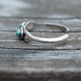 Vintage Sterling Turquoise Sandcast Cuff