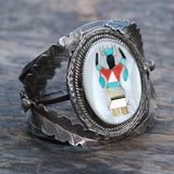 HUGE Vintage Sterling Inlay Dancer Cuff