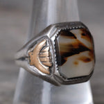 Vintage Sterling Agate Signet Ring 9.25