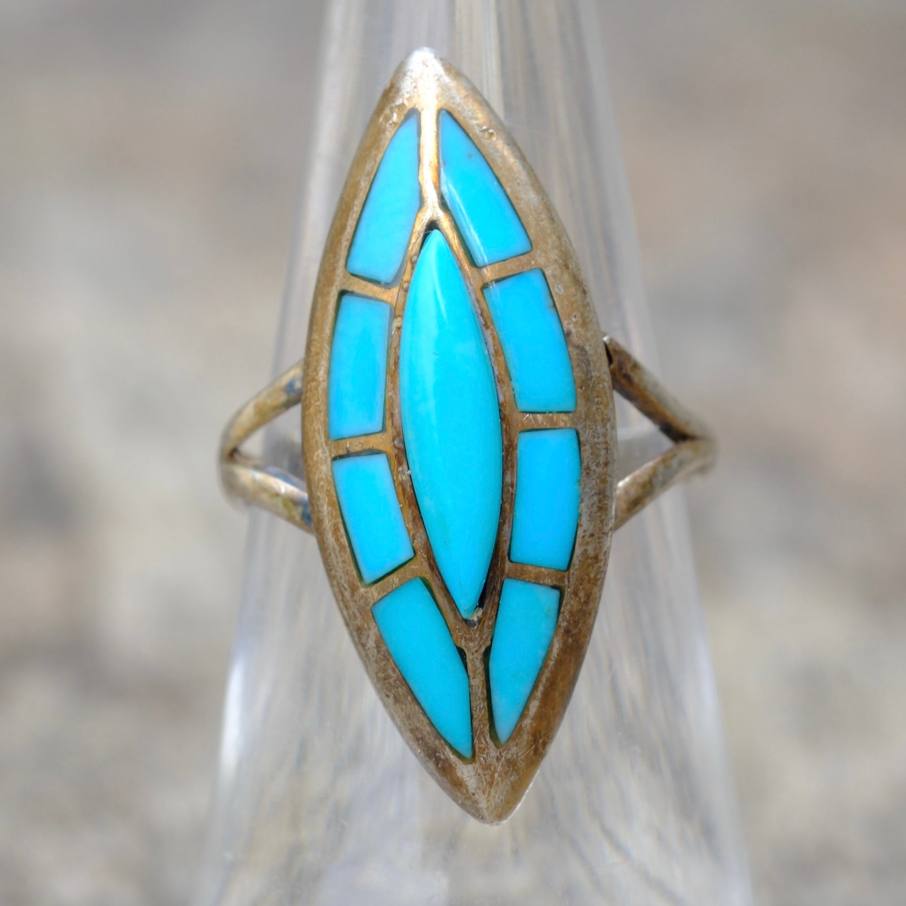 Vintage Sterling Turquoise Ring 6.25