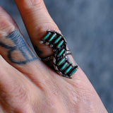 Vintage Sterling Zuni Inlay Turquoise Ring 5.75