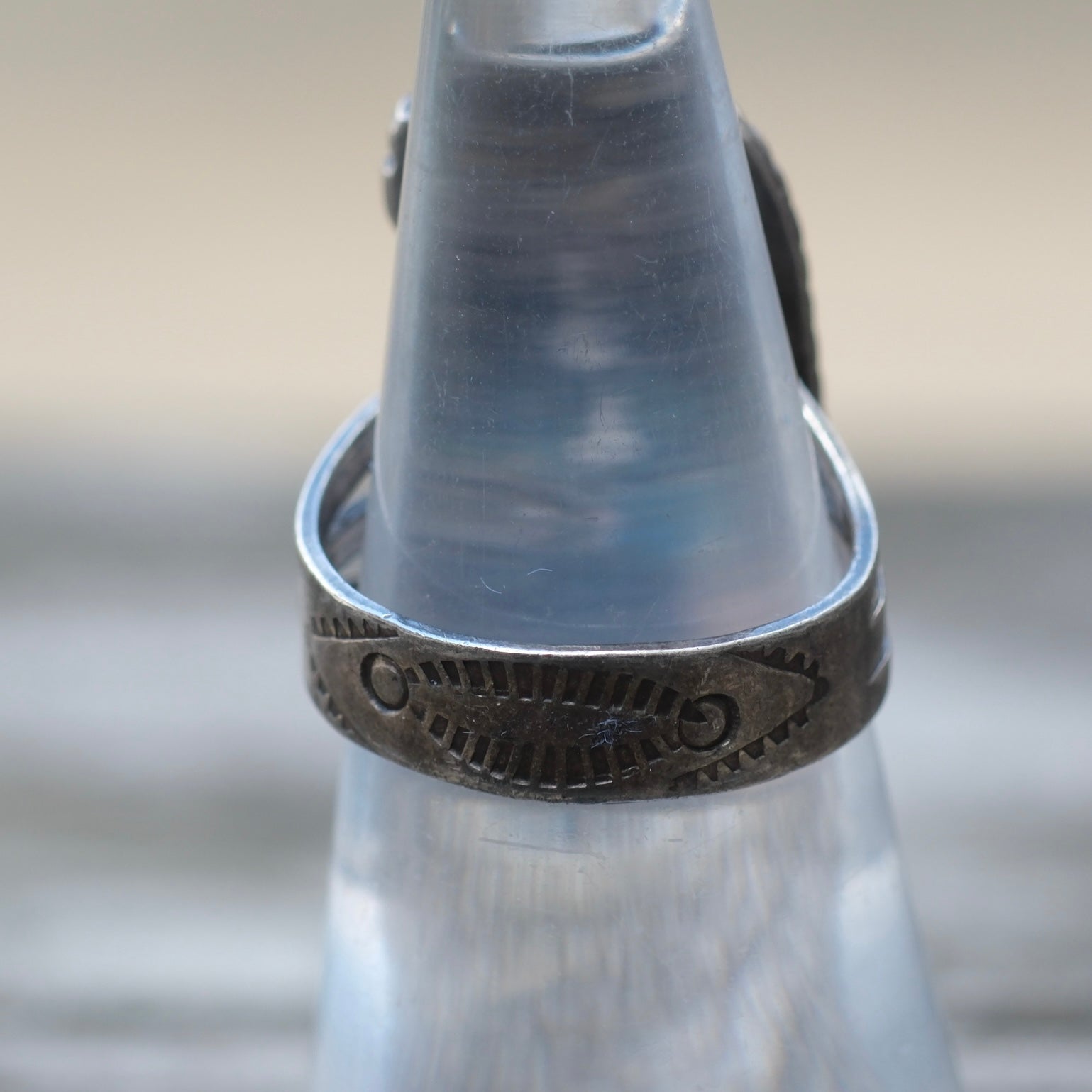 Vintage Sterling Turquoise Feather Ring 6.75