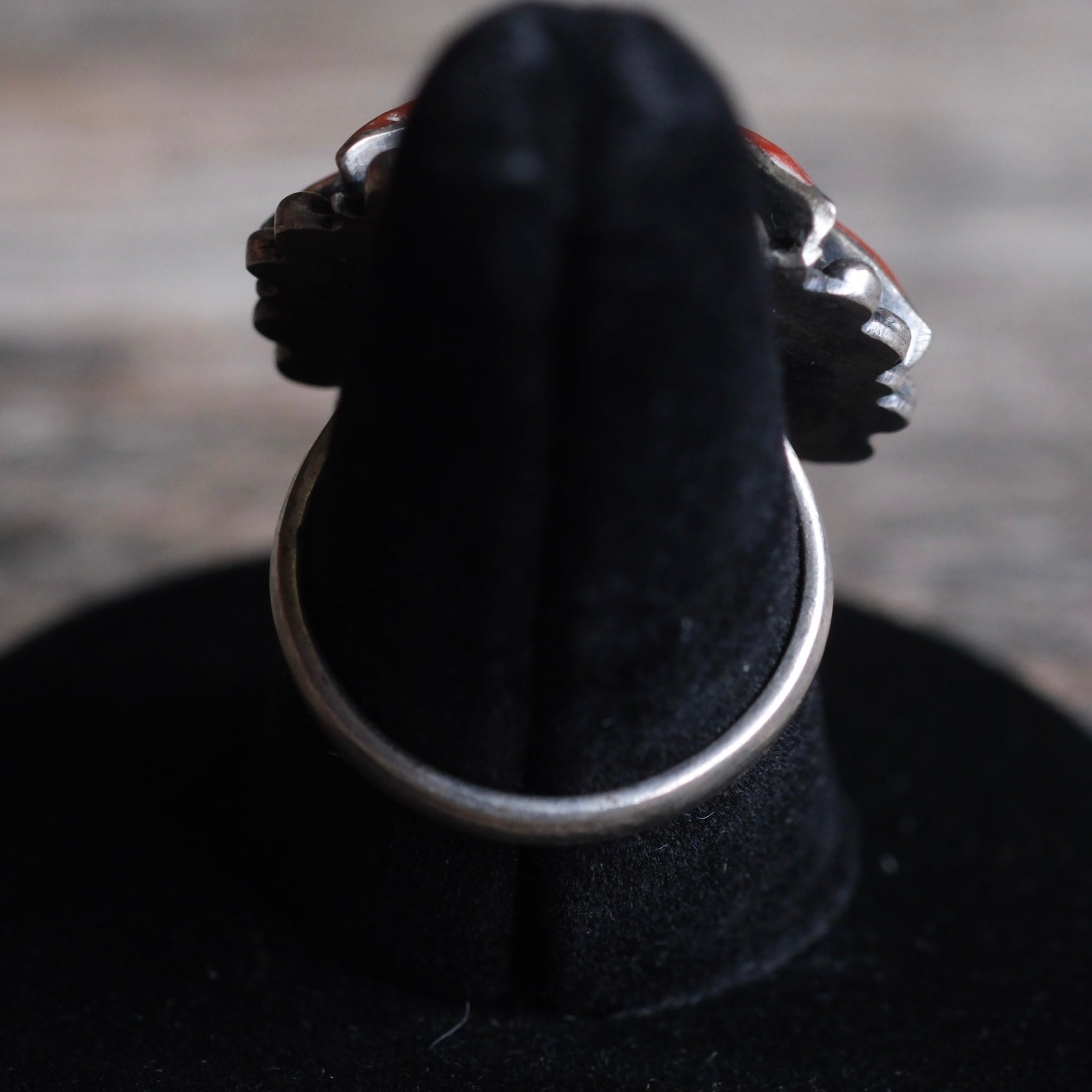Vintage Sterling Coral Cluster Ring 7.5