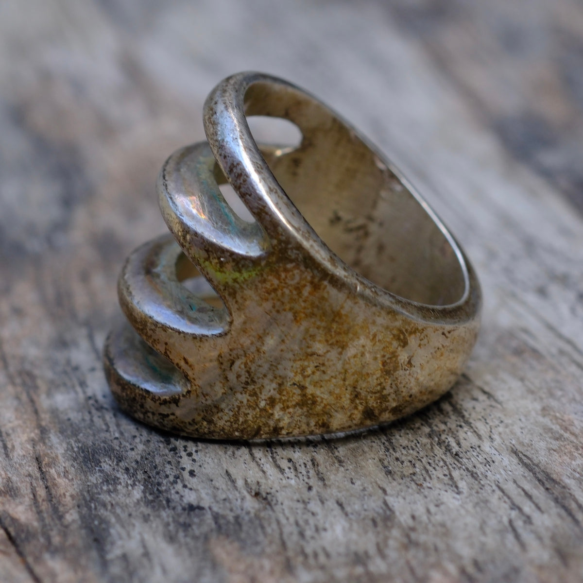 Vintage Sterling Silver Heavy Cast Ring 7
