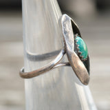 Vintage Sterling Turquoise Shadowbox Ring 5.25