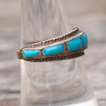 Vintage Sterling Turquoise Inlay Band 7.75