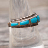 Vintage Sterling Turquoise Inlay Band 7.75