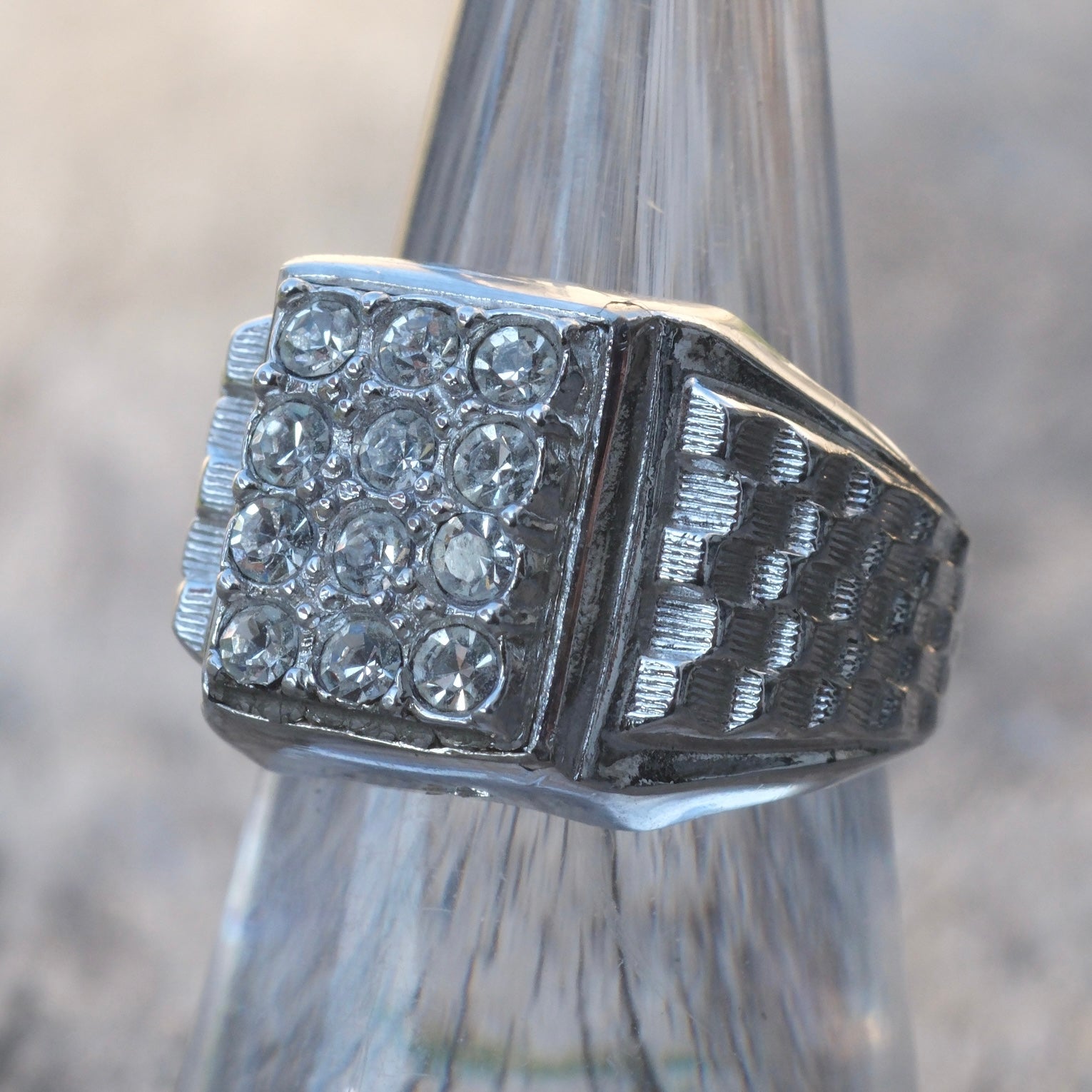 Vintage Sterling CZ Signet Ring 6