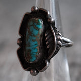 Vintage Sterling Turquoise Feather Ring 5.5