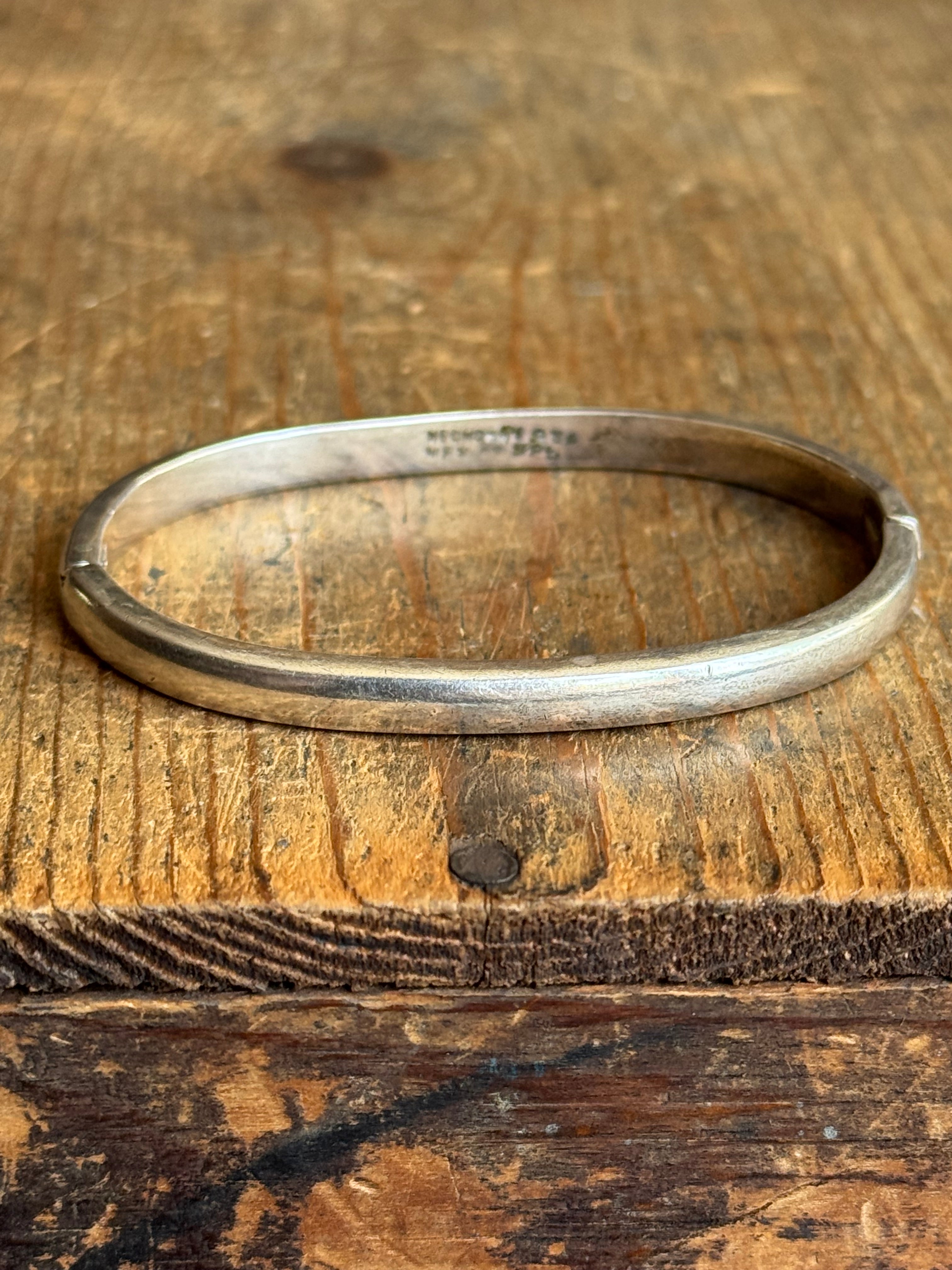 Vintage Sterling Silver Multistone Inlay Latch Bracelet