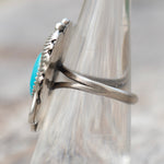 Vintage Sterling Turquoise Feather Ring 6.25