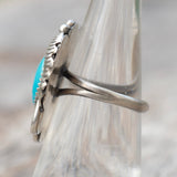 Vintage Sterling Turquoise Feather Ring 6.25