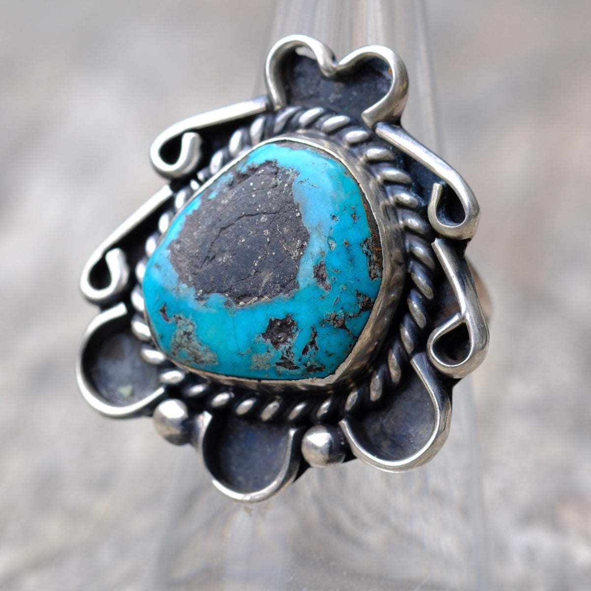 Vintage Sterling Turquoise Ring 6.5