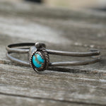 Vintage STerling Turquoise Feather Cuff