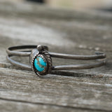 Vintage STerling Turquoise Feather Cuff