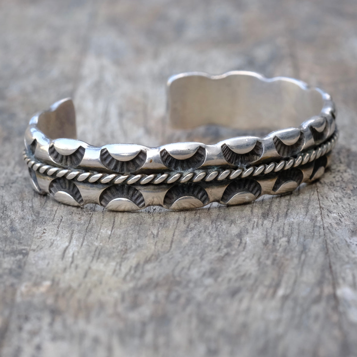 Vintage Sterling Stamped Ingot Cuff Bracelet