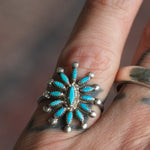 Vintage Sterling Turquoise Cluster Ring 6.75