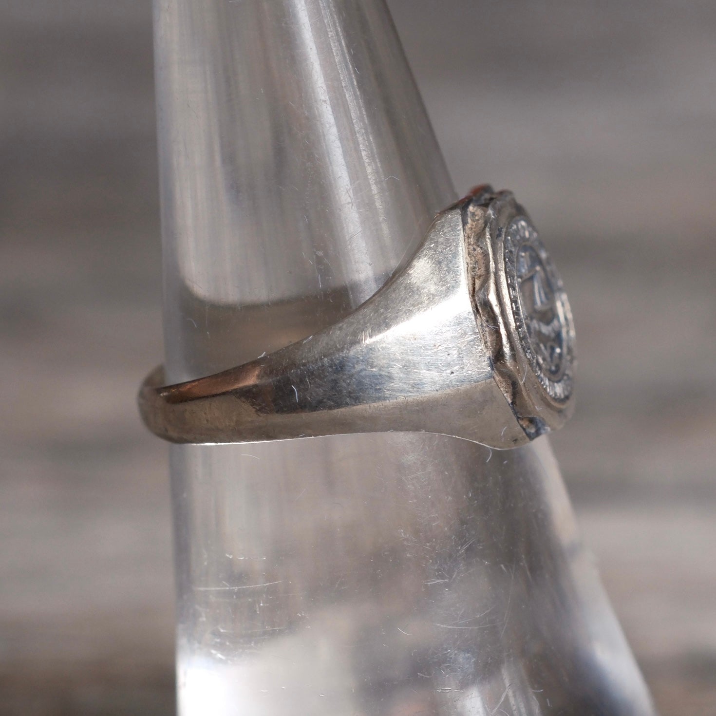 Vintage Sterling Collegiate Signet Ring 6.25