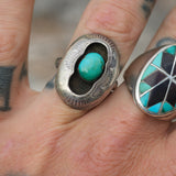 Vintage Sterling Turquoise Shadowbox Ring 8