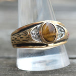 Vintage Gold Plated Tigers Eye Signet Ring 12.75