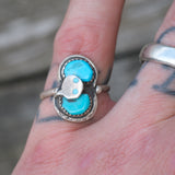 Vintage Sterling Effie Turquoise Snake Ring 6.5