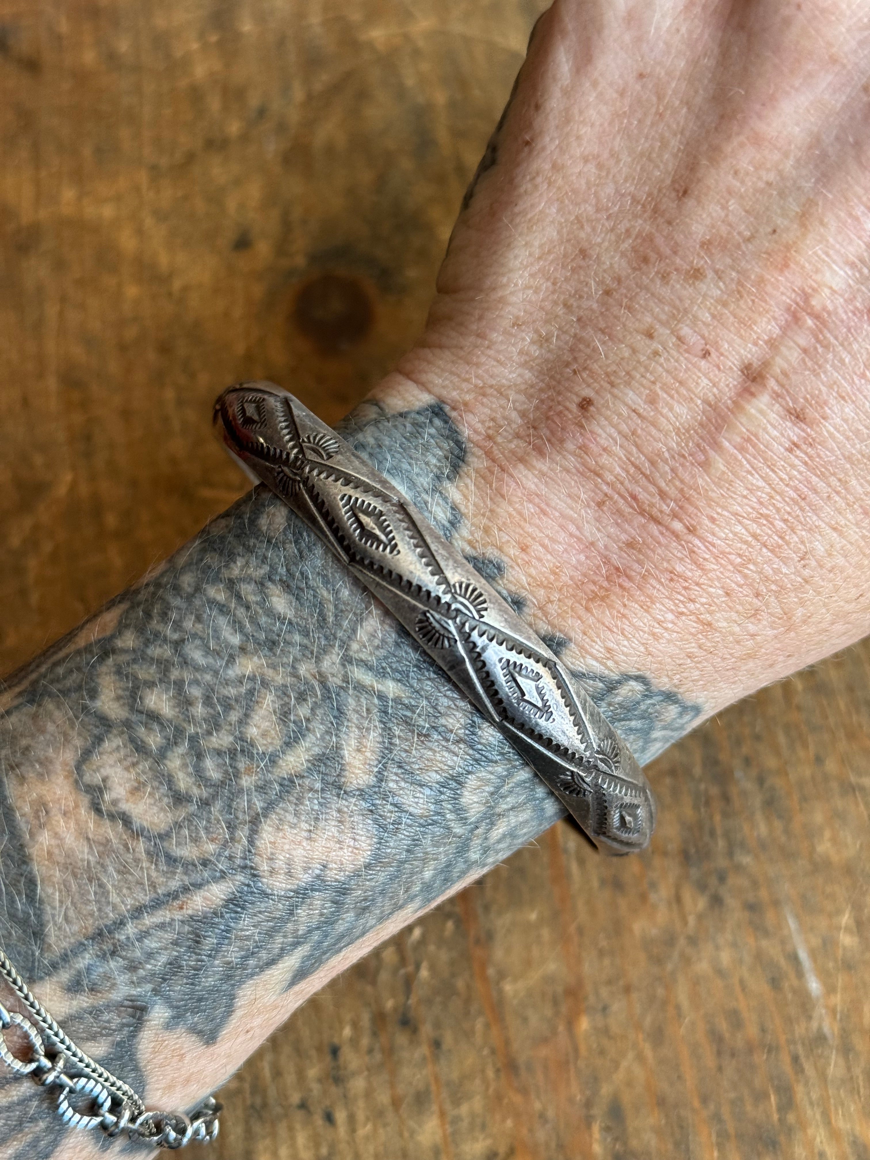 Vintage Sterling Silver Stamped Bangle