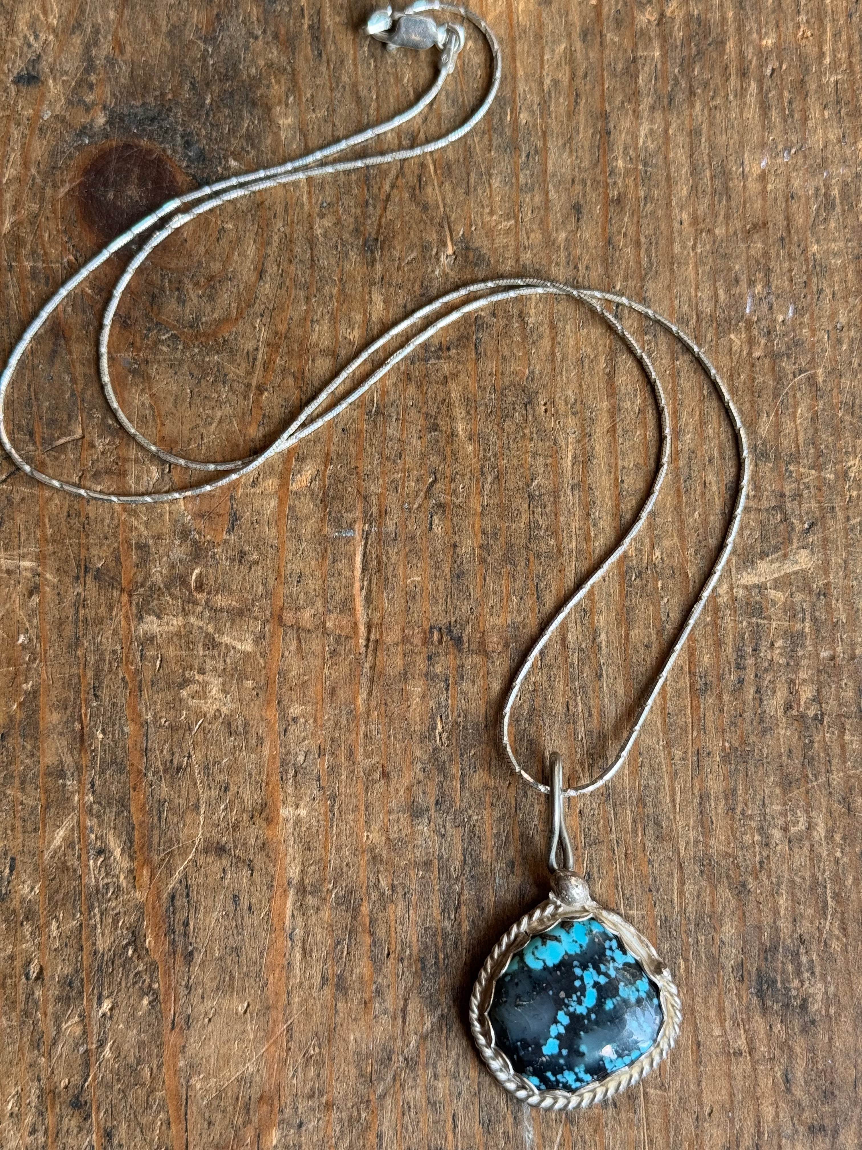 Vintage Sterling Silver Turquoise 20" Necklace