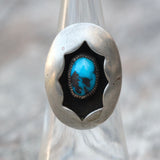 Vintage Sterling Turquoise Shadowbox Ring 4.5
