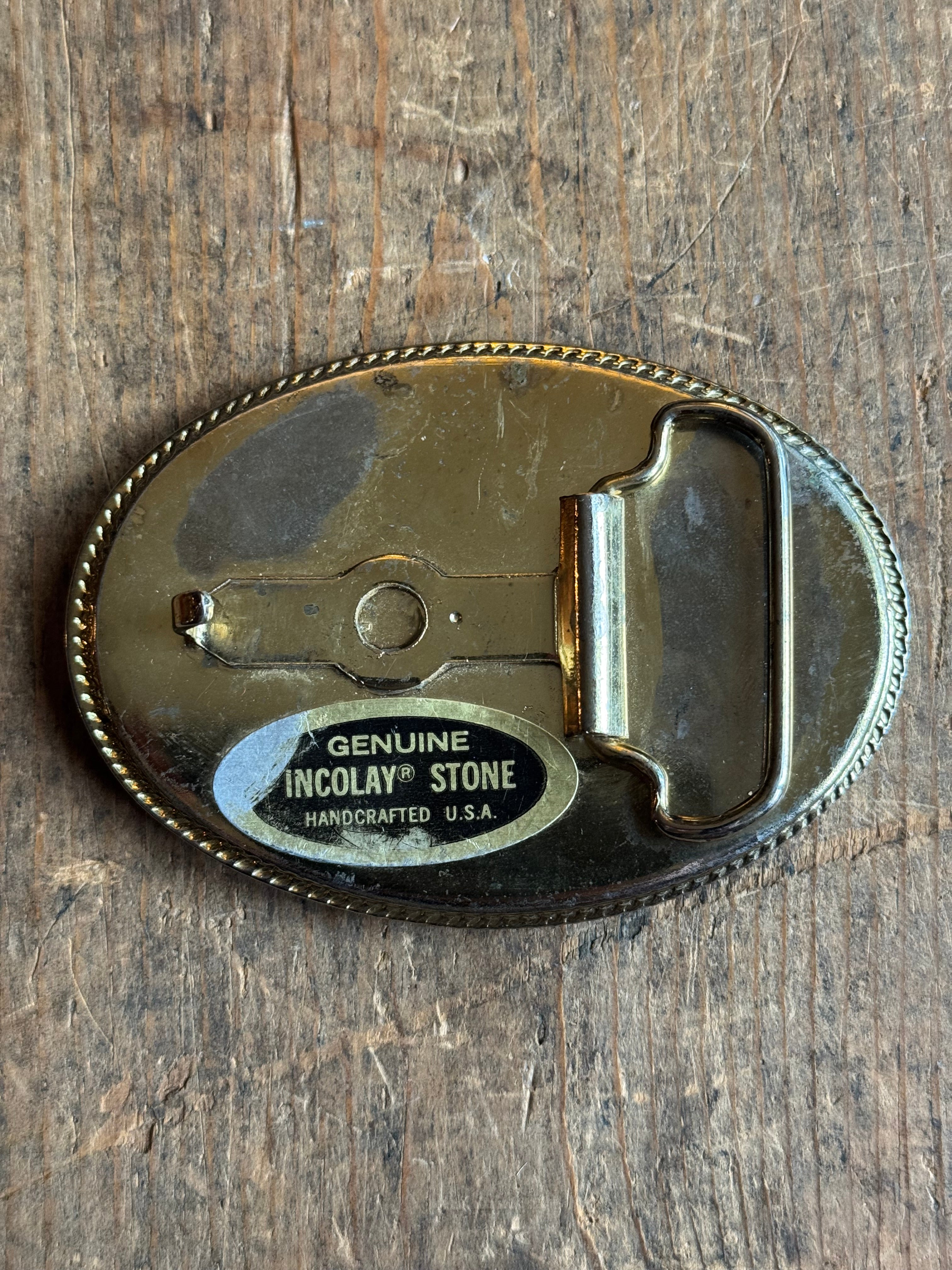 Vintage Brass Tone Unicorn Belt Buckle