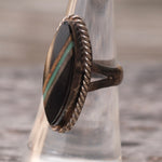 Vintage Sterling Multistone Inlay Ring 6.75