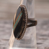 Vintage Sterling Multistone Inlay Ring 6.75