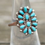 Vintage Sterling Turquoise Cluster Ring 6.5