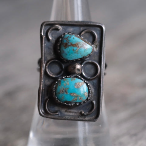 Vintage Sterling Turquoise Ring 7.75