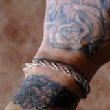 Vintage Sterling Silver Thick Braided Cuff Bracelet 7"