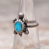 Vintage Sterling Turquoise Turtle Ring 4.5