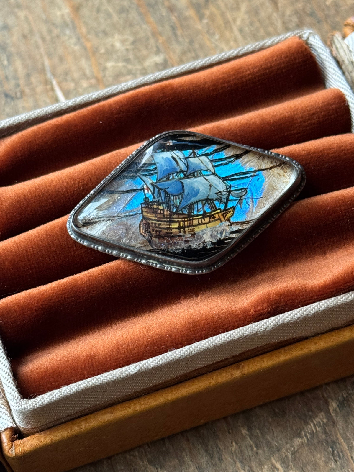 Vintage Sterling Silver Butterfly Wing Ship Pin