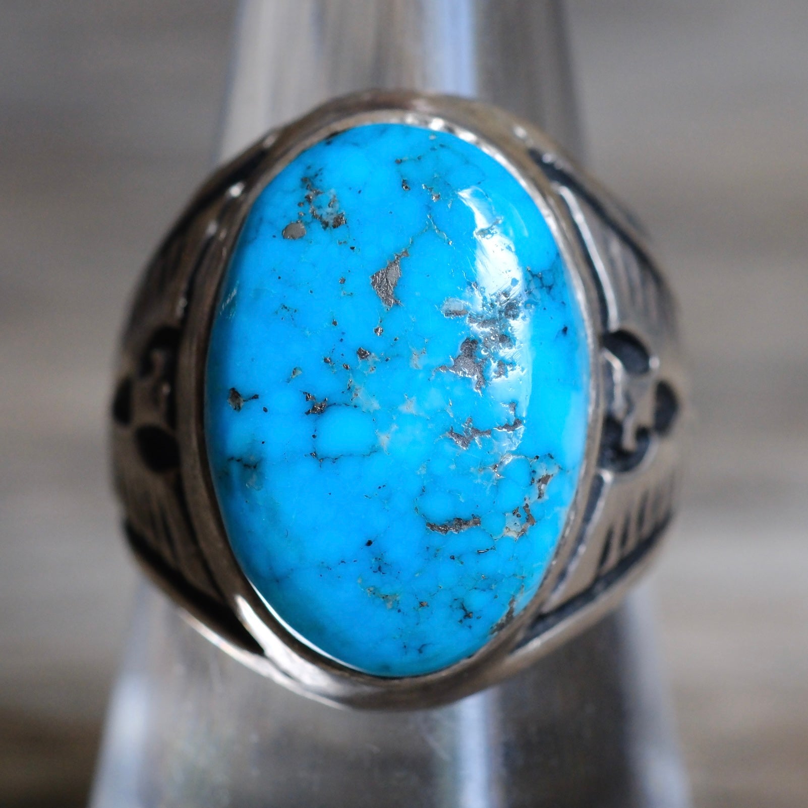 Vintage Sterling Bells Trading Post Turquoise Thunderbird Ring 8.5