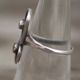 Vintage Sterling Turquoise and Coral Ring 5.75