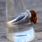 Vintage Sterling Agate Signet Ring 11.75