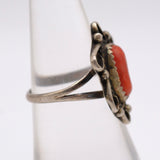 Vintage Sterling Coral Ring 6.75