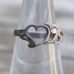 Vintage Sterling Silver Heart Band 6.75