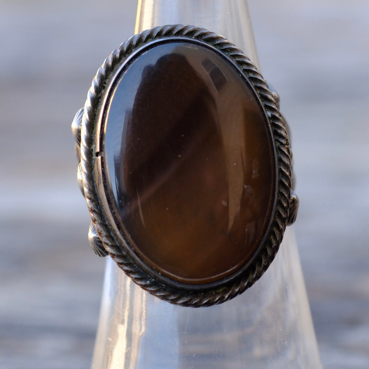Vintage Sterling Jasper Ring 5.75